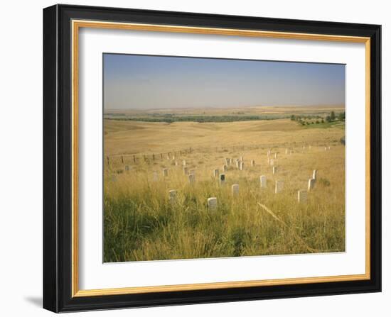 Custer's Last Stand Battlefield, Custer's Grave Site Marked by Dark Shield on Stone, Montana, USA-Geoff Renner-Framed Photographic Print