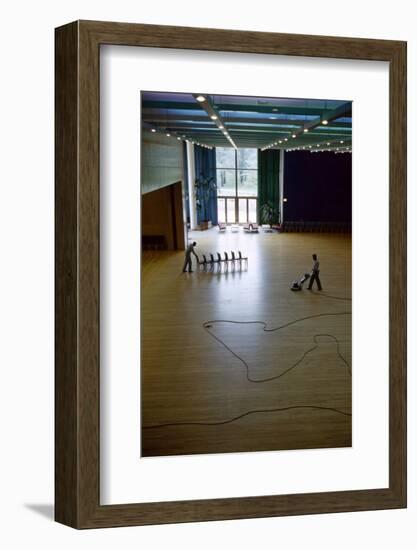 Custodians Move Furniture and Polish Wood Floors of College Activity Hall. Usa 1954-Nina Leen-Framed Photographic Print