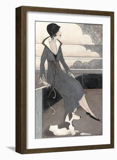 Custom Art Deco Lady with Dog-Megan Meagher-Framed Art Print