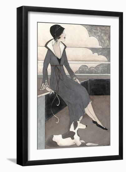 Custom Art Deco Lady with Dog-Megan Meagher-Framed Art Print