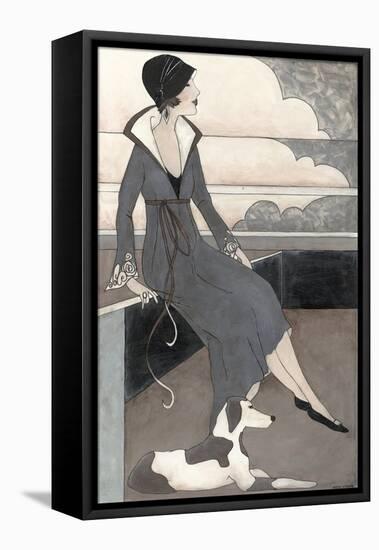 Custom Art Deco Lady with Dog-Megan Meagher-Framed Stretched Canvas