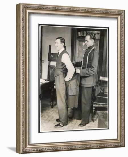 Customer Tries on a Suit the Tailor Has Made for Him, Suits You Sir!-null-Framed Art Print