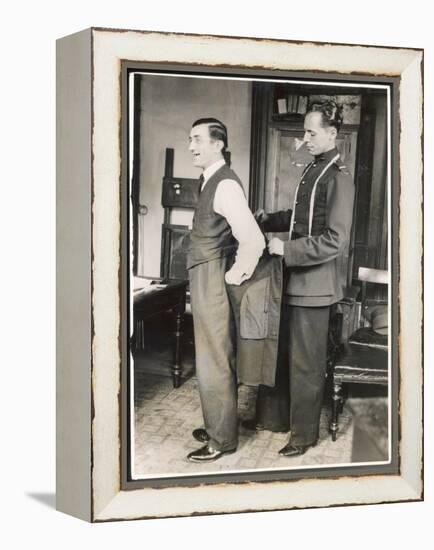 Customer Tries on a Suit the Tailor Has Made for Him, Suits You Sir!-null-Framed Stretched Canvas