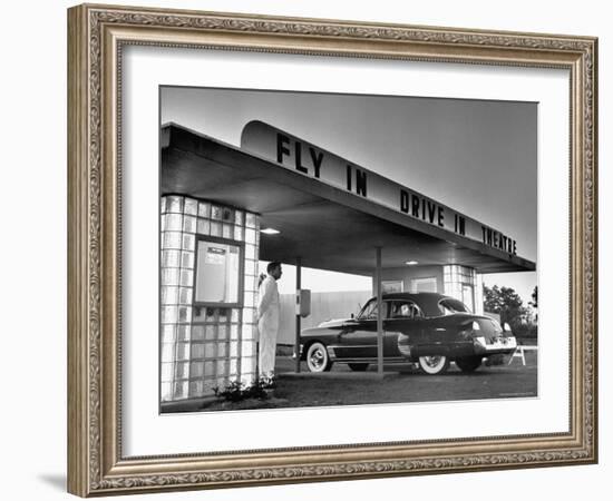 Customers Arriving by Car at Fly in Drive in Theatre-Martha Holmes-Framed Photographic Print