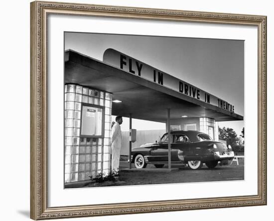 Customers Arriving by Car at Fly in Drive in Theatre-Martha Holmes-Framed Photographic Print