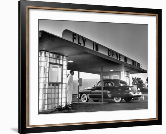 Customers Arriving by Car at Fly in Drive in Theatre-Martha Holmes-Framed Photographic Print