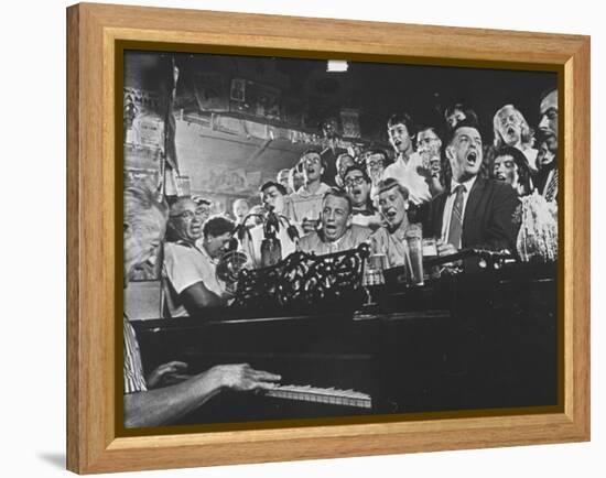 Customers at Bar of Casey's Limestone House Join in Singing Old Songs-Yale Joel-Framed Premier Image Canvas