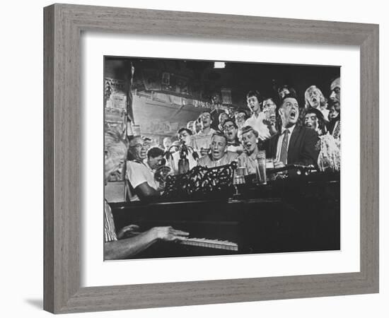 Customers at Bar of Casey's Limestone House Join in Singing Old Songs-Yale Joel-Framed Photographic Print