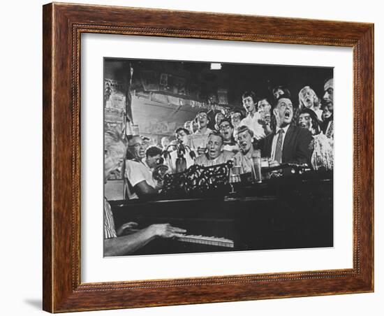 Customers at Bar of Casey's Limestone House Join in Singing Old Songs-Yale Joel-Framed Photographic Print