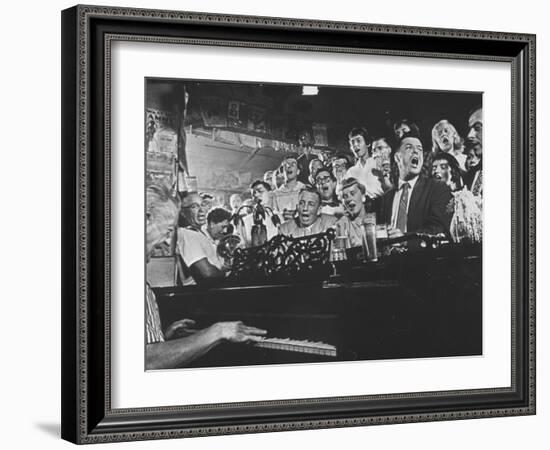 Customers at Bar of Casey's Limestone House Join in Singing Old Songs-Yale Joel-Framed Photographic Print