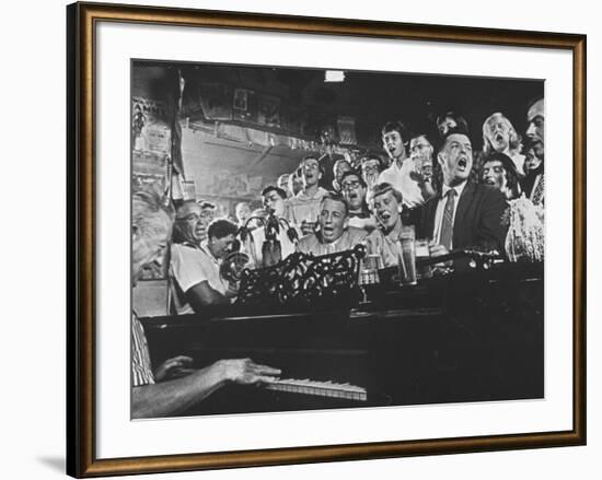 Customers at Bar of Casey's Limestone House Join in Singing Old Songs-Yale Joel-Framed Photographic Print