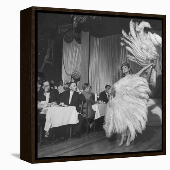 Customers at Sally Rand's Nightclub Watching a Dancer Performing the Midnight Fan Dance-Charles E^ Steinheimer-Framed Premier Image Canvas