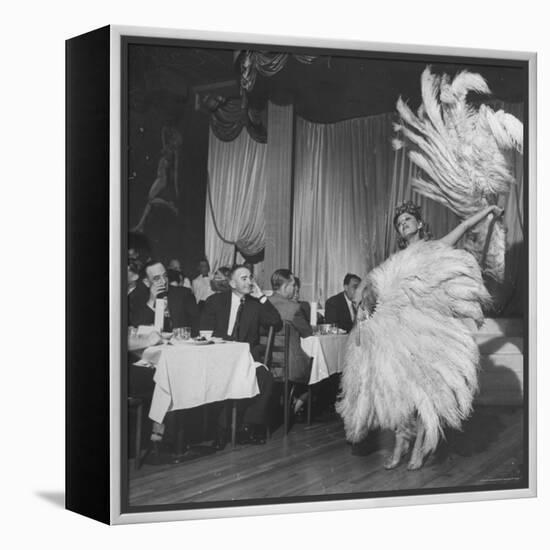 Customers at Sally Rand's Nightclub Watching a Dancer Performing the Midnight Fan Dance-Charles E^ Steinheimer-Framed Premier Image Canvas