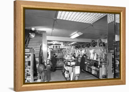 Customers in the Barnsley Co-Ops Sports Department, South Yorkshire, 1957-Michael Walters-Framed Premier Image Canvas