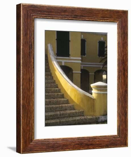 Customs House Exterior Stairway, Christiansted, St. Croix, US Virgin Islands-Alison Jones-Framed Photographic Print