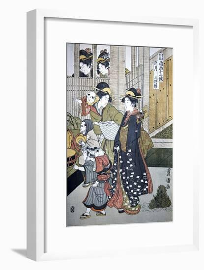 Customs of the Year: New Year's, Two Women-Toyokuni-Framed Giclee Print