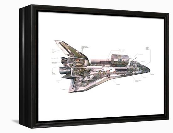 Cut-Away Diagram of the Space Shuttle-null-Framed Stretched Canvas