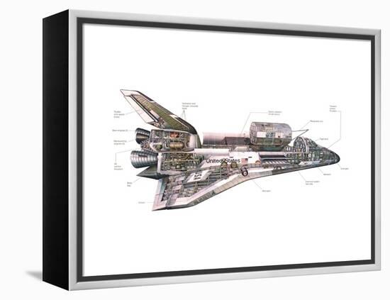 Cut-Away Diagram of the Space Shuttle-null-Framed Stretched Canvas