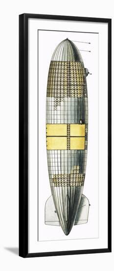 Cut-Away Drawing Showing Internal Structure of Airship-null-Framed Giclee Print