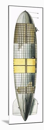 Cut-Away Drawing Showing Internal Structure of Airship-null-Mounted Giclee Print