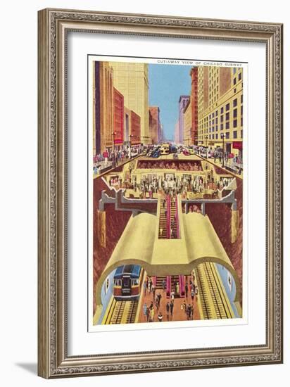 Cut-away View of Chicago Subway-null-Framed Art Print