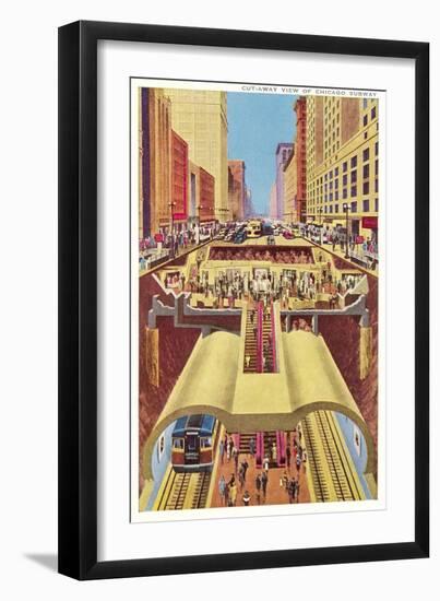 Cut-away View of Chicago Subway-null-Framed Art Print