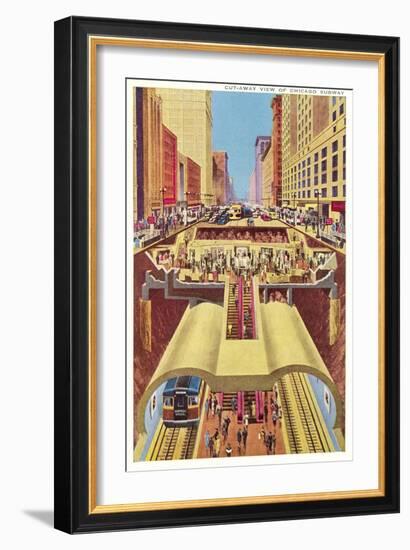 Cut-away View of Chicago Subway-null-Framed Art Print