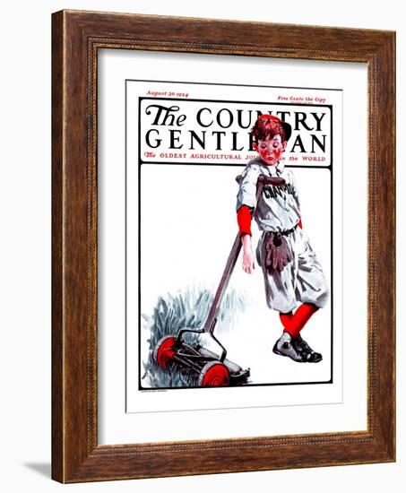 "Cut Grass or Play Baseball?," Country Gentleman Cover, August 30, 1924-Angus MacDonall-Framed Giclee Print