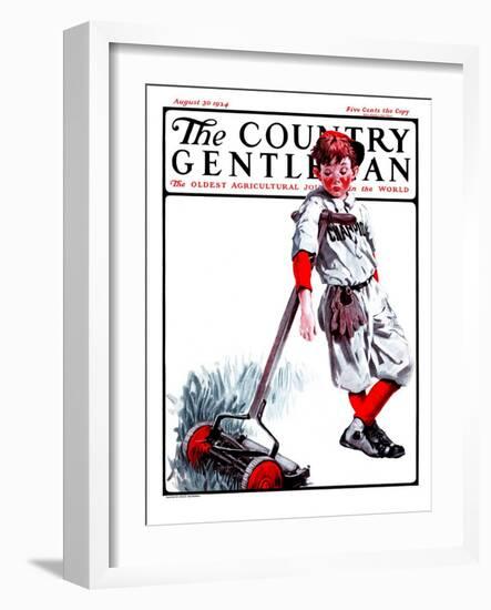 "Cut Grass or Play Baseball?," Country Gentleman Cover, August 30, 1924-Angus MacDonall-Framed Giclee Print