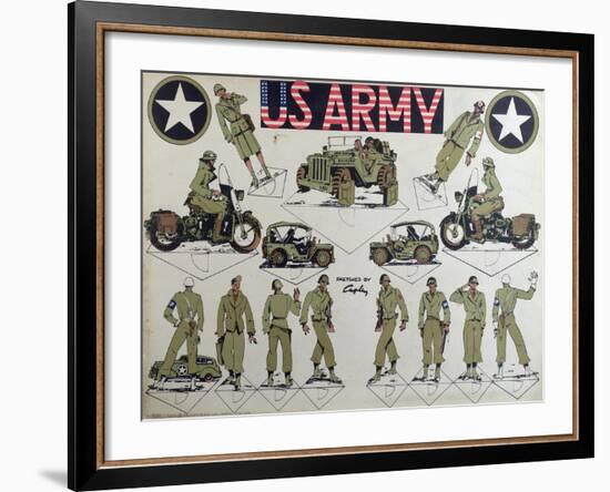 Cut-Outs of Us Army Figures and Vehicles, C.1944-45-null-Framed Giclee Print