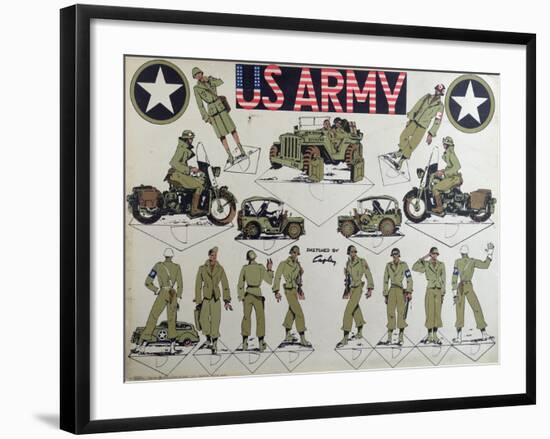 Cut-Outs of Us Army Figures and Vehicles, C.1944-45-null-Framed Giclee Print