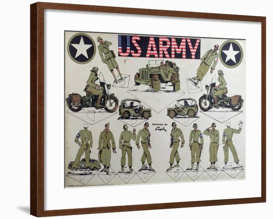 Cut-Outs of Us Army Figures and Vehicles, C.1944-45-null-Framed Giclee Print