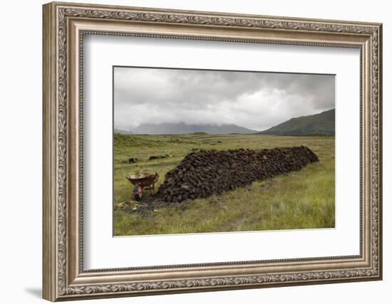 Cut Peat Stacked up for Winter, Connemara, County Galway, Connacht, Republic of Ireland-Gary Cook-Framed Photographic Print