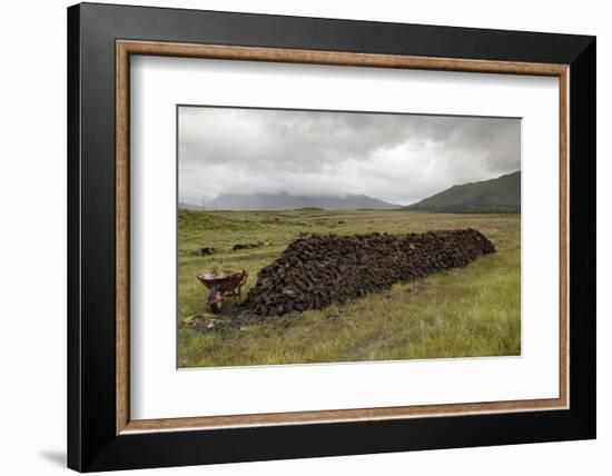 Cut Peat Stacked up for Winter, Connemara, County Galway, Connacht, Republic of Ireland-Gary Cook-Framed Photographic Print