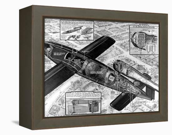 Cutaway Diagram of the V-1 'Flying Bomb'; Second World War-null-Framed Premier Image Canvas