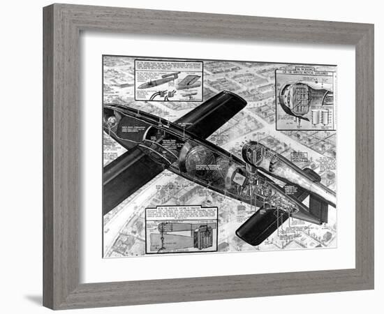 Cutaway Diagram of the V-1 'Flying Bomb'; Second World War-null-Framed Photographic Print