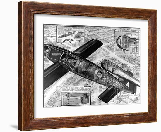 Cutaway Diagram of the V-1 'Flying Bomb'; Second World War-null-Framed Photographic Print