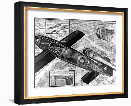 Cutaway Diagram of the V-1 'Flying Bomb'; Second World War-null-Framed Photographic Print