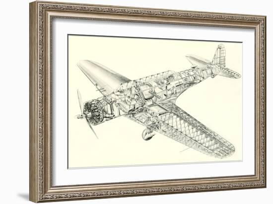 Cutaway Illustration of Aircraft-null-Framed Art Print