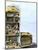 Cutaway View of a Water-Powered Mill for Grinding Grain Into Flour-null-Mounted Giclee Print