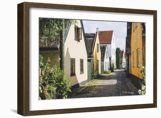 Cute And Colorful Houses, Cobblestone St. In European Village Of Dragør, Outside Copenhagen-Erik Kruthoff-Framed Photographic Print