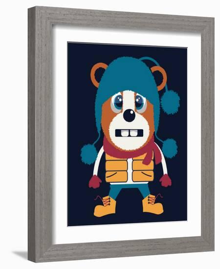 Cute Animal Graphic-braingraph-Framed Art Print