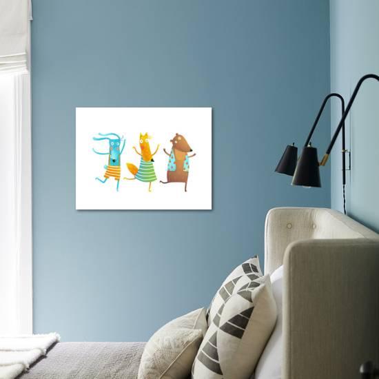 Cute Baby Animals Rabbit Fox Bear Dancing Or Playing Kids