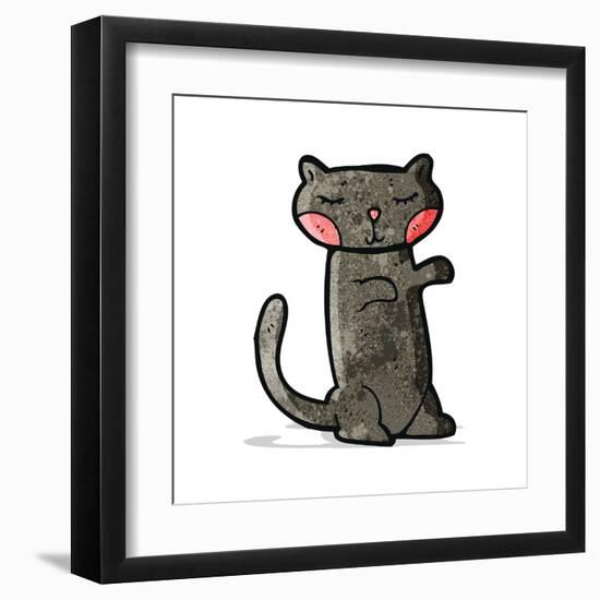 Cute Black Cat Cartoon-lineartestpilot-Framed Art Print