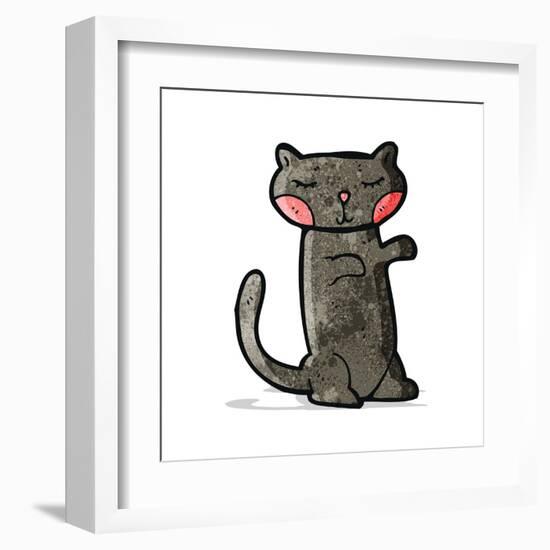 Cute Black Cat Cartoon-lineartestpilot-Framed Art Print