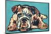 Cute Bulldog-null-Mounted Art Print