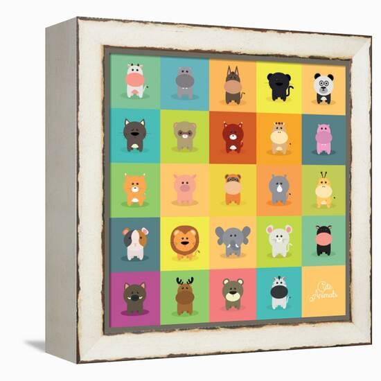 Cute Cartoon Animals-Nestor David Ramos Diaz-Framed Stretched Canvas