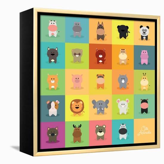 Cute Cartoon Animals-Nestor David Ramos Diaz-Framed Stretched Canvas