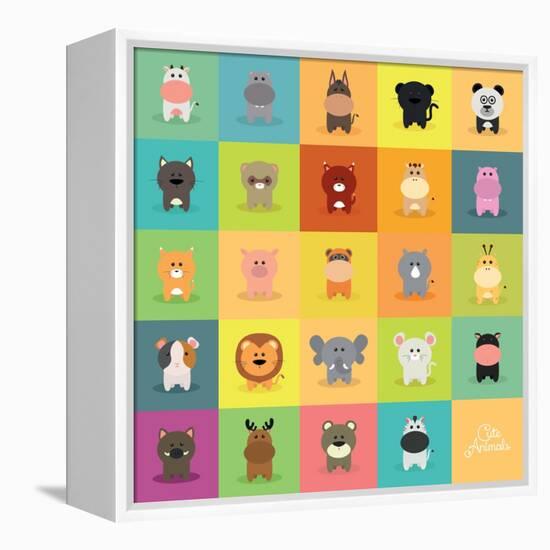 Cute Cartoon Animals-Nestor David Ramos Diaz-Framed Stretched Canvas