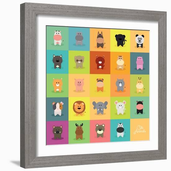 Cute Cartoon Animals-Nestor David Ramos Diaz-Framed Art Print